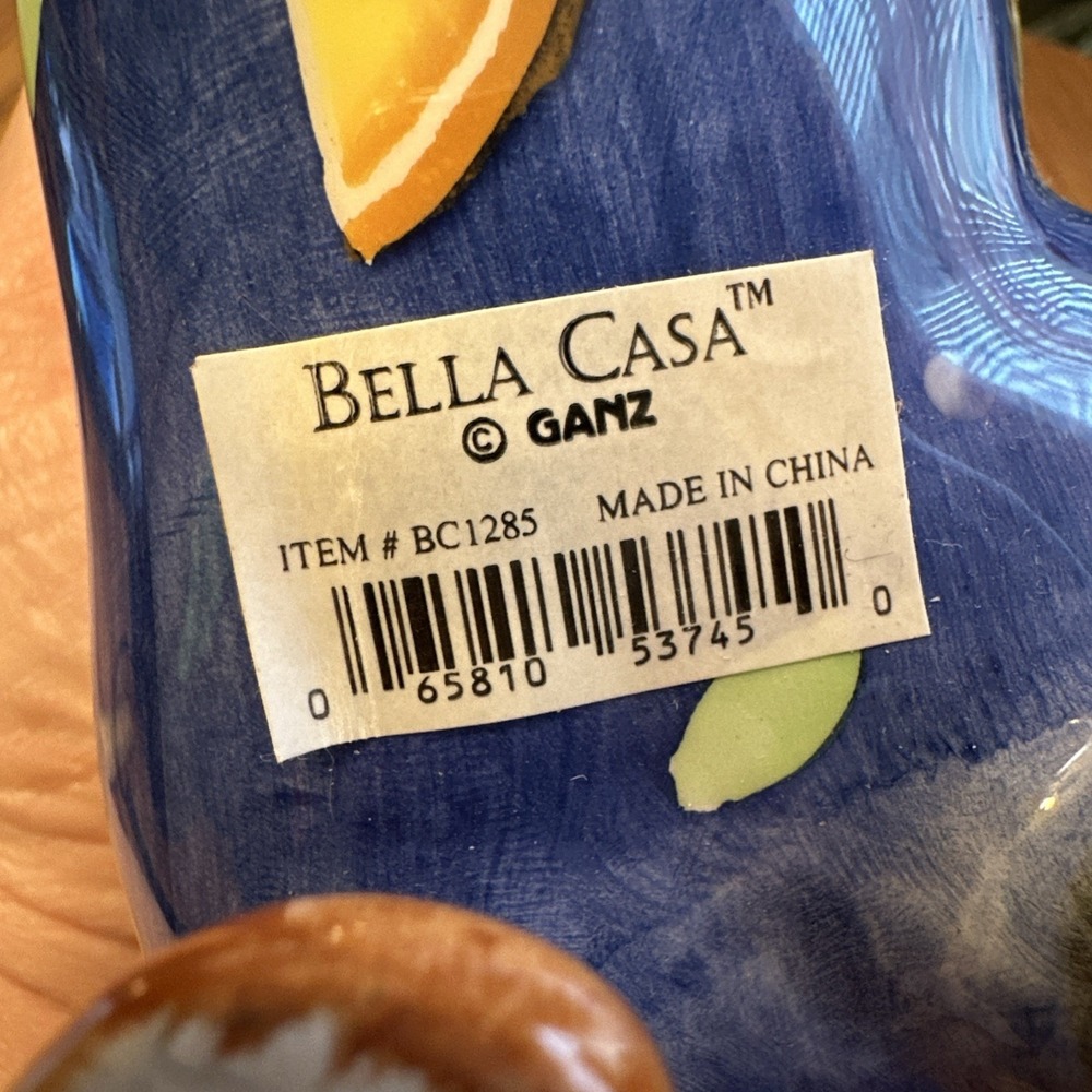 Vintage Ganz Bella Casa Ceramic Cat Lemons Rare - Picture 5 of 5